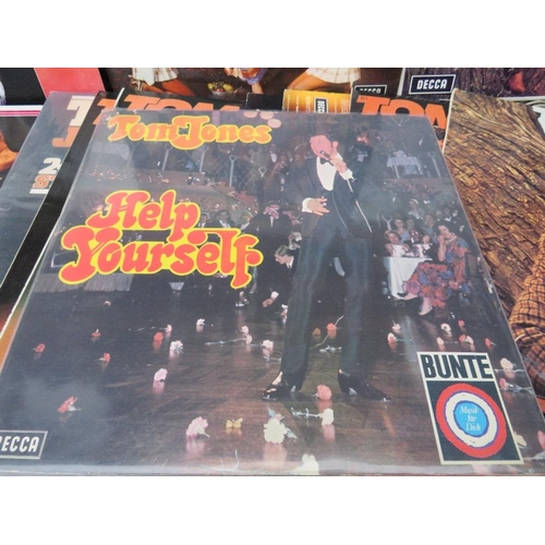 62 - A BOX OF ASSORTED TOM JONES LP RECORDS TO INCLUDE AN IMPORT EDITION