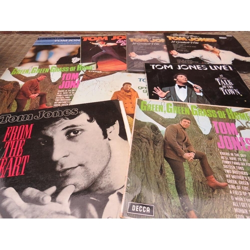 62 - A BOX OF ASSORTED TOM JONES LP RECORDS TO INCLUDE AN IMPORT EDITION