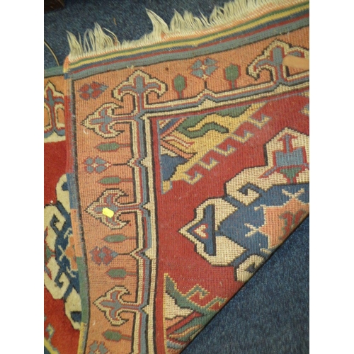 842 - TWO SMALL EASTERN WOOLLEN CARPETS, LARGEST 128 X 86 CM (2)