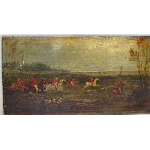 75 - H. DESUIGNES. An extensive hunting scene with huntsmen, horses and hounds, signed and dated 1837 low... 