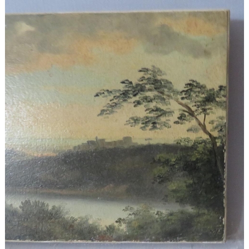 88 - (XIX-XX). A wooded river landscape with hill top castle in background, unsigned, oil on canvas, unfr... 