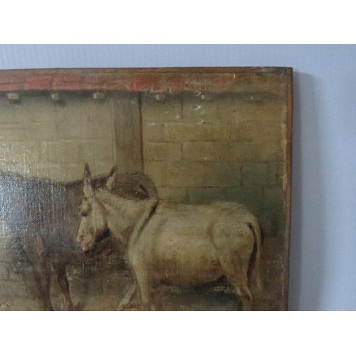 59 - (XVIII). A study of two donkeys in a stable yard, indistinctly signed and dated 1795 lower left, 17 ... 