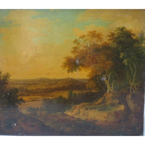 74 - (XIX). Continental school, an extensive wooded landscape, unsigned, oil on canvas, unframed, 30 x 35... 