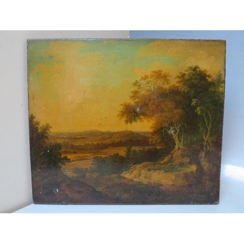 74 - (XIX). Continental school, an extensive wooded landscape, unsigned, oil on canvas, unframed, 30 x 35... 