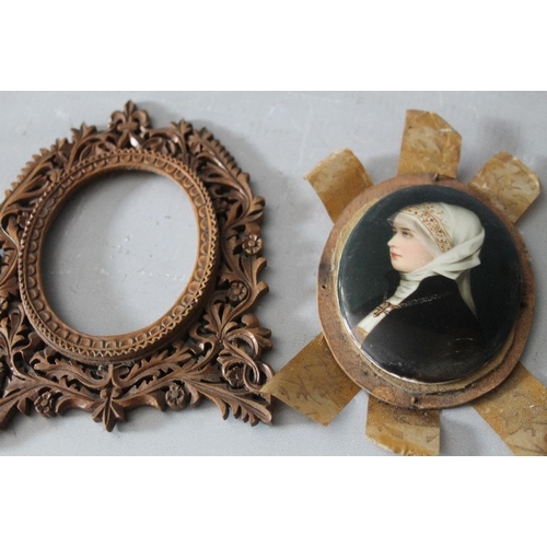 304 - A PAIR OF 19TH CENTURY CONTINENTAL OVAL PORCELAIN MINIATURES DEPICTING A YOUNG BOY AND GIRL, both in... 