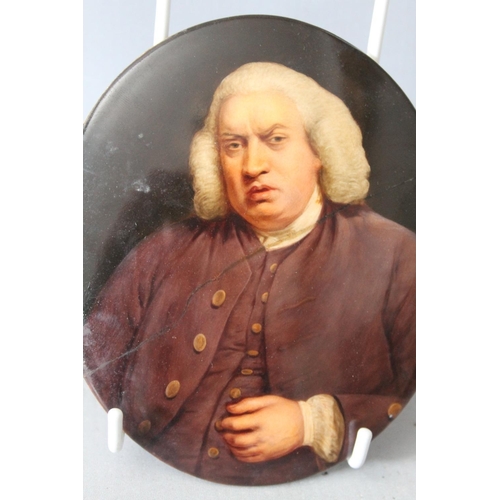 306 - A 19TH CENTURY OVAL MINIATURE DEPICTING DR. SAMUEL JOHNSON BY W.R. FORD 1881, unframed, 13.5 x 11.5 ... 