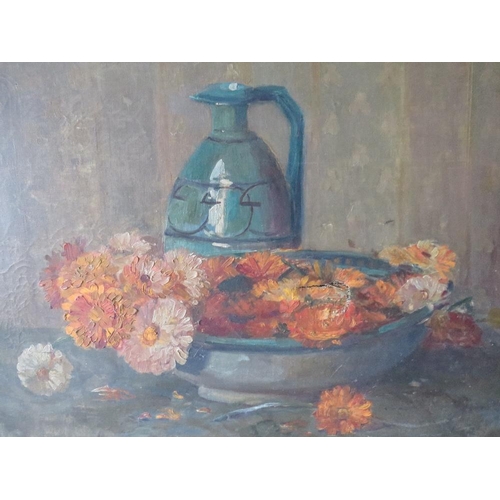 111 - MARGUERELLE GOUNIN (XIX-XX). French school, an impressionist still life study of a bowl of flowers a... 