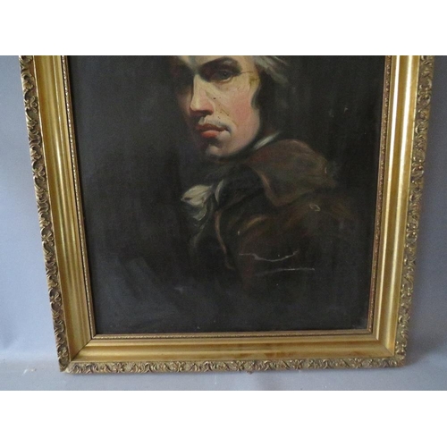 162 - (XIX). A portrait study of a gentleman with long hair, unsigned, oil on canvas, framed, re-lined, 60... 