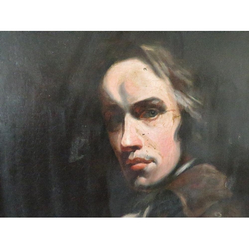 162 - (XIX). A portrait study of a gentleman with long hair, unsigned, oil on canvas, framed, re-lined, 60... 