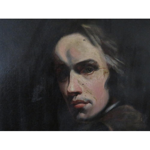 162 - (XIX). A portrait study of a gentleman with long hair, unsigned, oil on canvas, framed, re-lined, 60... 