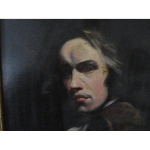 162 - (XIX). A portrait study of a gentleman with long hair, unsigned, oil on canvas, framed, re-lined, 60... 