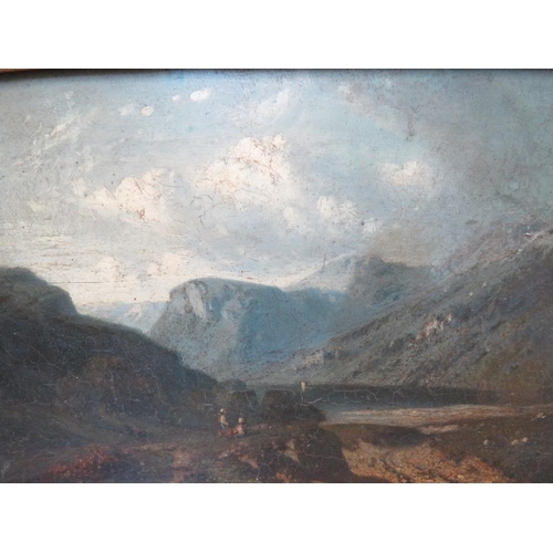 17 - A. ROBERTS (XX). A stormy mountainous river landscape with figures, signed and dated 1919 lower left... 