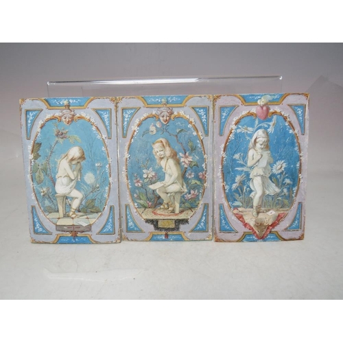 210 - (XIX-XX). A set of three studies of young girls with decorative surrounds, unsigned, watercolours, u... 