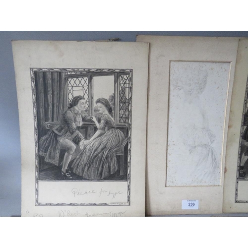 236 - PATTEN WILSON (1868 - 1900). A collection of mainly figurative illustrations, all signed, monotone w... 