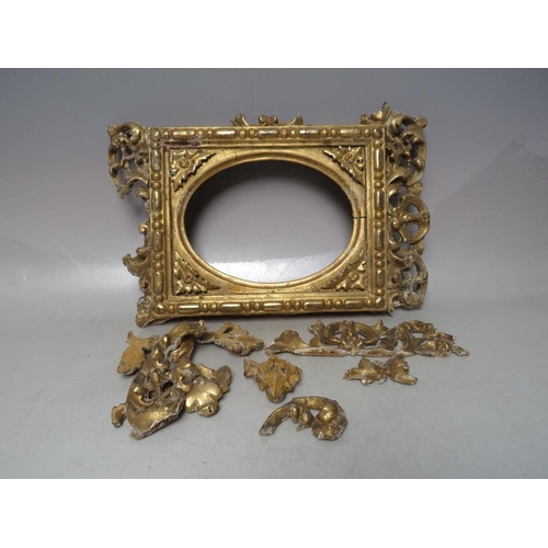 290 - TWO 19TH CENTURY FLORENTINE FRAMES, oval site of one 19 x 13 cm, rebate 23 x 17 cm, in need of exten... 