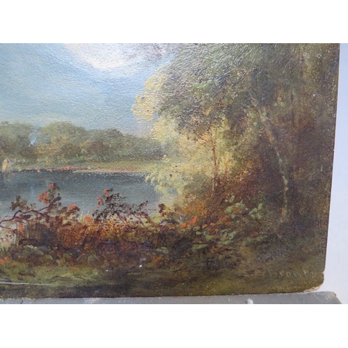 33 - AFTER LOUIS BOSWORTH HURT (1856-1929). Mountainous lake scene bears initials lower right, oil on can... 