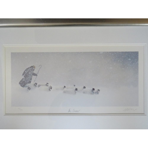 364 - MACKENZIE THORPE (b. 1956). 'In Snow', a signed limited edition photo-litho print, number 50/850, wi... 