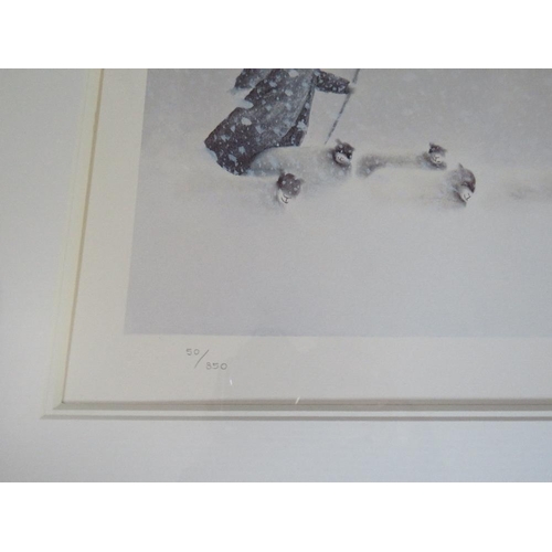 364 - MACKENZIE THORPE (b. 1956). 'In Snow', a signed limited edition photo-litho print, number 50/850, wi... 