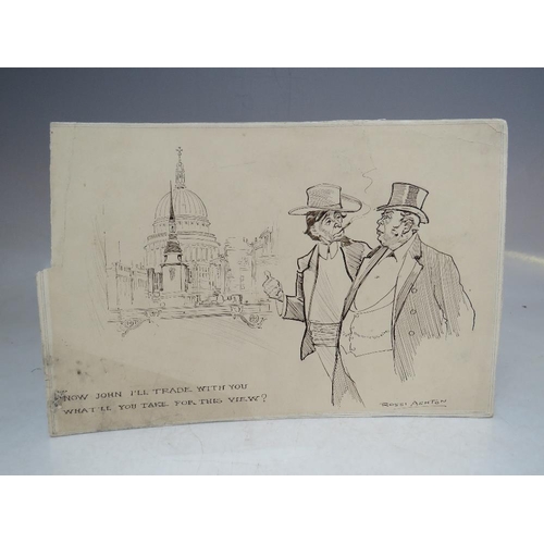 375 - JULIAN ROSSI ASHTON (1851-1942). An illustration of two gentlemen before St. Paul's Cathedral 'Now J... 