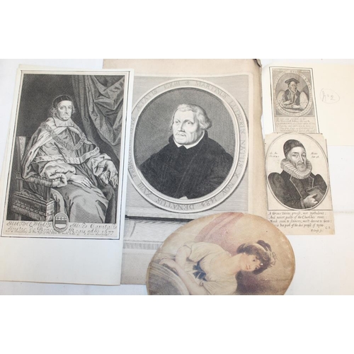 43 - A FOLDER OF UNFRAMED ANTIQUE AND VINTAGE ENGRAVED PORTRAIT STUDIES ETC.