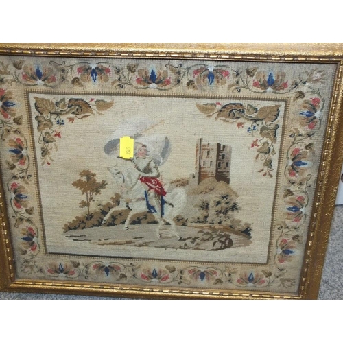 119A - AN ANTIQUE FRAMED AND GLAZED NEEDLEWORK, TOGETHER WITH TWO OTHERS (3)