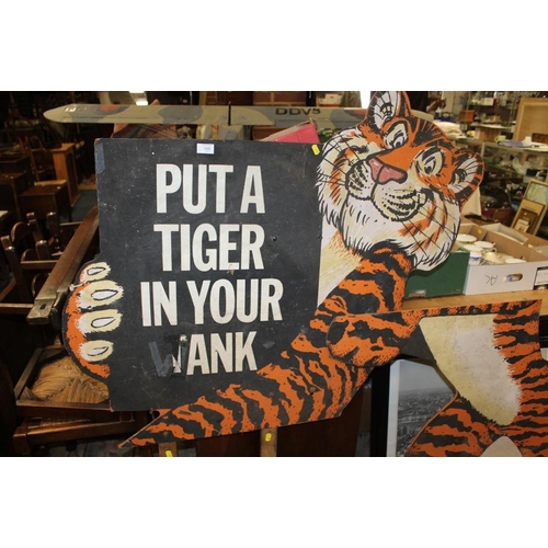100 - A VINTAGE ESSO ADVERTISING BOARD / SIGN 'PUT A TIGER IN YOUR TANK' - AS FOUND OVERALL HEIGHT -181CM
