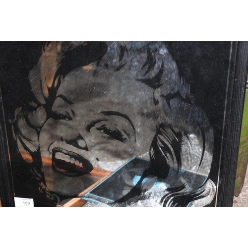 109 - FOUR FRAMED MARILYN MONROE RELATED MIRRORS, TOGETHER WITH AN UNFRAMED EXAMPLE (5)