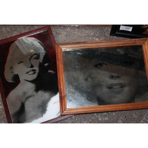 109 - FOUR FRAMED MARILYN MONROE RELATED MIRRORS, TOGETHER WITH AN UNFRAMED EXAMPLE (5)