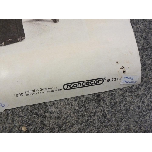 110 - A LARGE TOO HOT TO HANDLE MARILYN MONROE ROLLER BLIND W- 90CM TOGETHER WITH THREE MARILYN MONROE REL... 