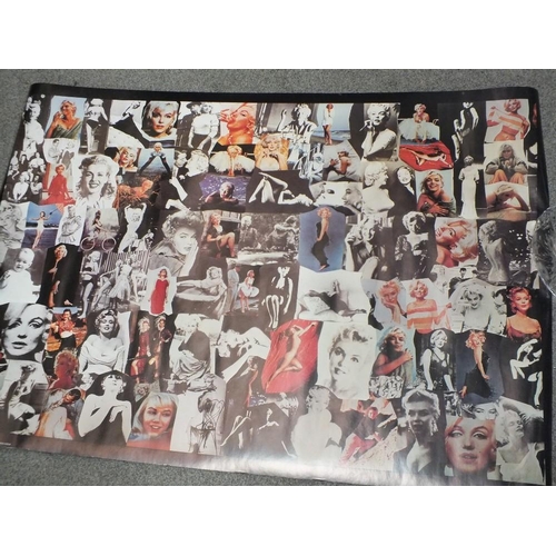 110 - A LARGE TOO HOT TO HANDLE MARILYN MONROE ROLLER BLIND W- 90CM TOGETHER WITH THREE MARILYN MONROE REL... 