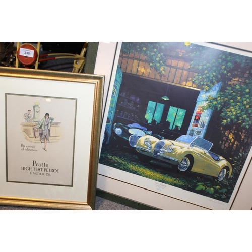 117 - A COLLECTION OF MOTOR RELATED PRINTS TO INCLUDE TWO SIGNED LIMITED EDITION BARRY ROWE PRINTS ENTITLE... 