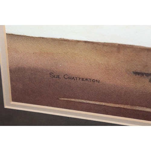 60 - A FRAMED AND GLAZED WATERCOLOUR ENTITLED 'BUFFALO BILL' SIGNED CUE CHATTERTON LOWER RIGHT (SEE VERSO... 