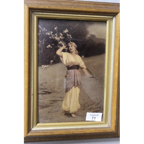 71 - THREE VINTAGE CRYSTOLEUM STYLE PICTURES OF LADIES TO INCLUDE A GILT FRAMED EXAMPLE