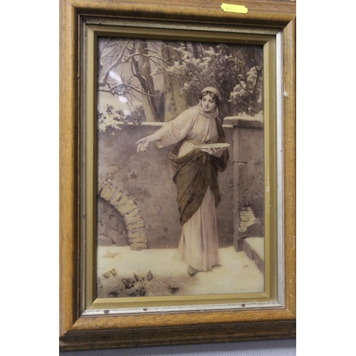 71 - THREE VINTAGE CRYSTOLEUM STYLE PICTURES OF LADIES TO INCLUDE A GILT FRAMED EXAMPLE