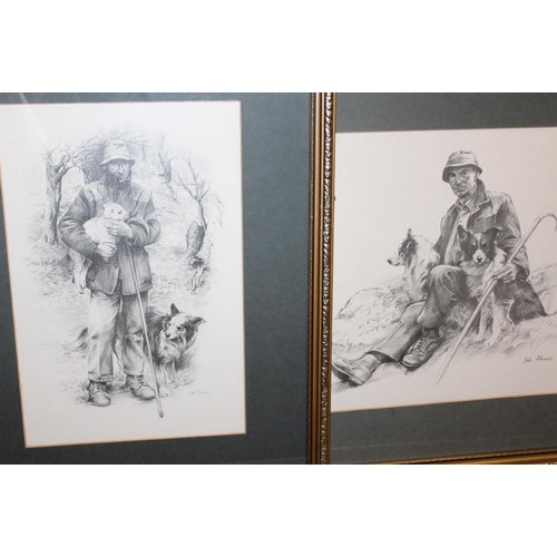 74 - FOUR JOHN EDWARDS PRINTS OF RURAL COUNTRY LIFE - MEN WITH DOGS