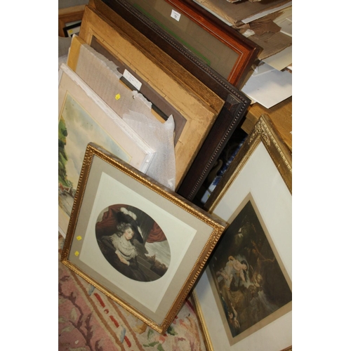 76 - A LARGE QUANTITY OF ASSORTED PRINTS ETC. TO INCLUDE BAXTER PRINTS, SIGNED ENGRAVINGS ETC.