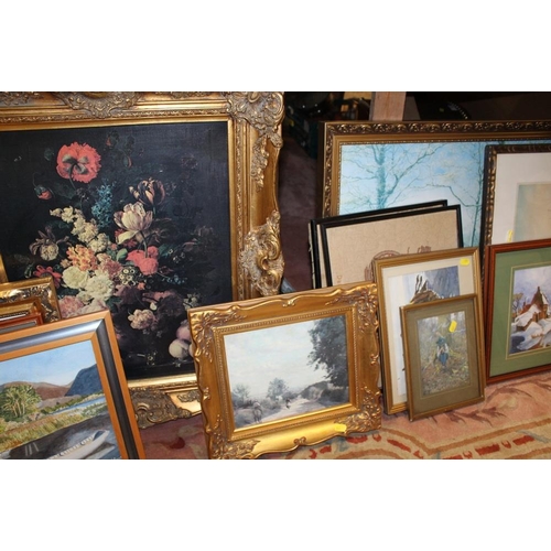 80 - A QUANTITY OF FRAMED WATERCOLOURS AND PRINTS ETC. TO INCLUDE A FRANCIS WELLS ARTISTS PROOF PRINT, SE... 