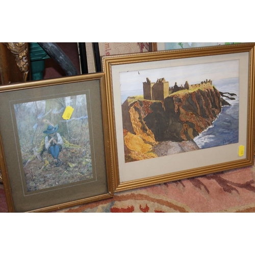 80 - A QUANTITY OF FRAMED WATERCOLOURS AND PRINTS ETC. TO INCLUDE A FRANCIS WELLS ARTISTS PROOF PRINT, SE... 