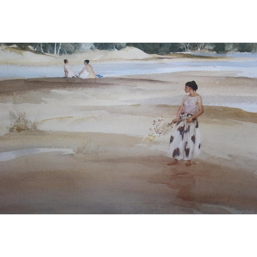 87 - A FRAMED AND GLAZED W RUSSELL FLINT PRINT ENTITLED 'JEMIMA IN ANGLESEY' 30CM X 40CM