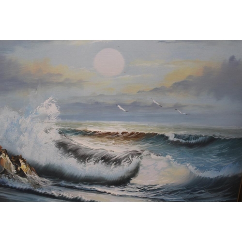 98 - FOUR ASSORTED GILT FRAMED OIL ON CANVASES TO INCLUDE SEASCAPES