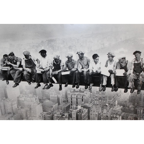 99 - A PAIR OF MODERN FRAMED AND GLAZED BLACK AND WHITE PRINTS 'TOP OF THE ROCK' AND 'LUNCHTIME'