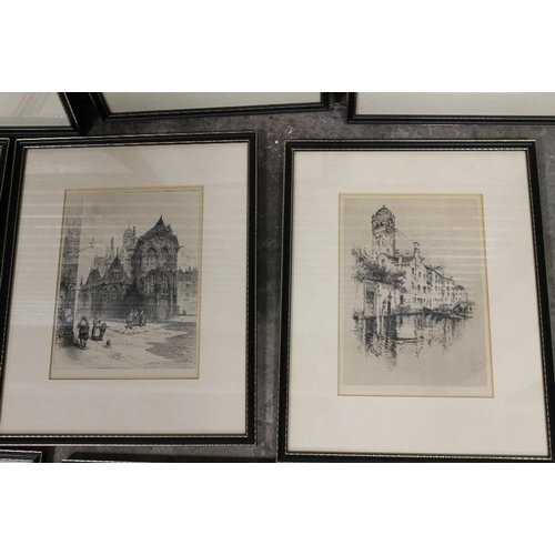 20 - A COLLECTION OF ETCHINGS AND ENGRAVINGS TO INCLUDE A SIGNED VENITIAN SCENE (9)