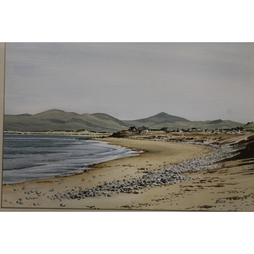 3 - EWJ PARGETER 'LLANDANWG BEACH GWYNDD WATERCOLOUR - SIGNED 25 X 35 CM, STYLE OF MARTIN PRICE - MOUNTA... 