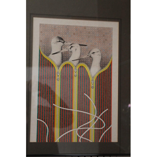 50 - A DOUBLE FRAMED SIGNED PRINT ENTITLED A BAG OF GODWITS TOGETHER WITH A SIMON DREW PRINT ENTITLED 1 D... 