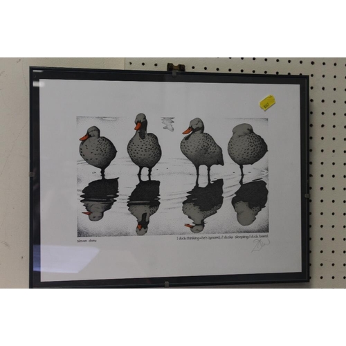 50 - A DOUBLE FRAMED SIGNED PRINT ENTITLED A BAG OF GODWITS TOGETHER WITH A SIMON DREW PRINT ENTITLED 1 D... 