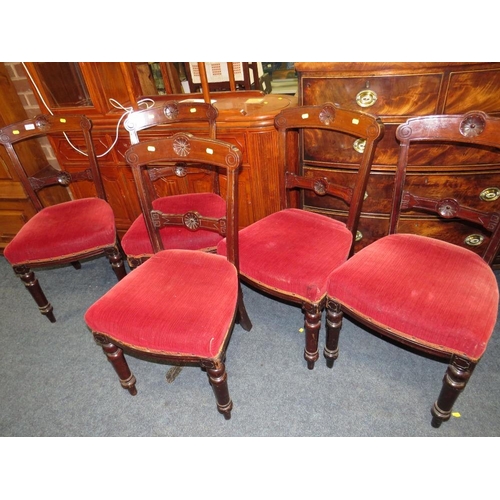 690 - A SET OF FIVE EDWARDIAN MAHOGANY DINING CHAIRS