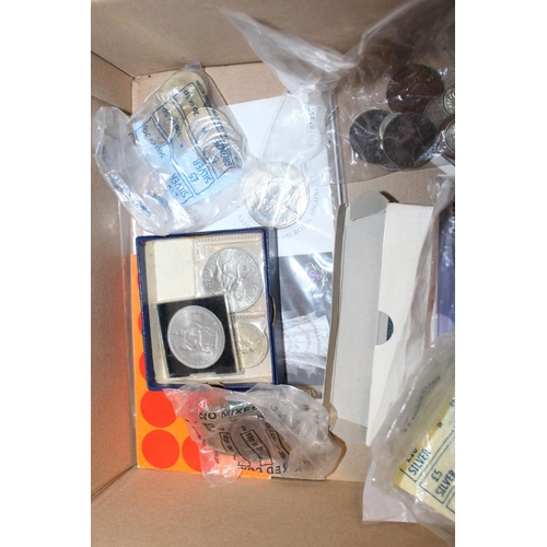 342 - A BOX OF ASSORTED COINS TO INCLUDE A 1996 PROOF SET, 2004 UNCIRCULATED COIN COLLECTION, WORLD COINAG... 