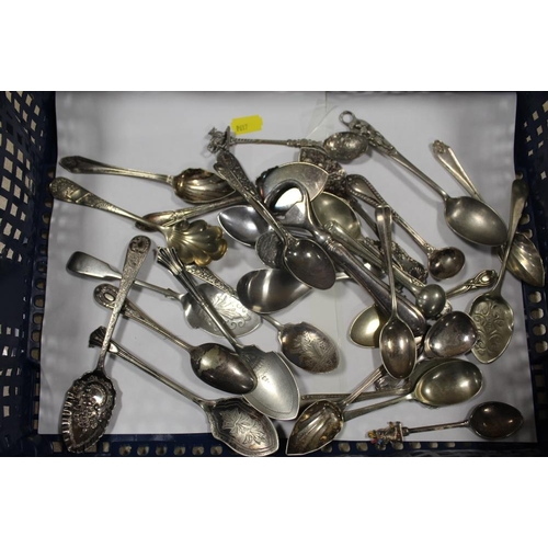 355 - A COLLECTION OF ASSORTED TEASPOONS TO INC SILVER HANDLED BOTTLE OPENER