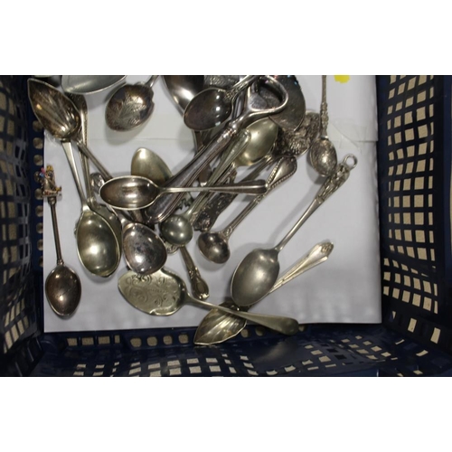 355 - A COLLECTION OF ASSORTED TEASPOONS TO INC SILVER HANDLED BOTTLE OPENER