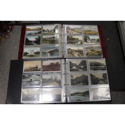 359 - TWO POSTCARD ALBUMS CONTAINING A LARGE QUANTITY OF ASSORTED POSTCARDS TO INCLUDE LOCOMOTIVE INTEREST... 